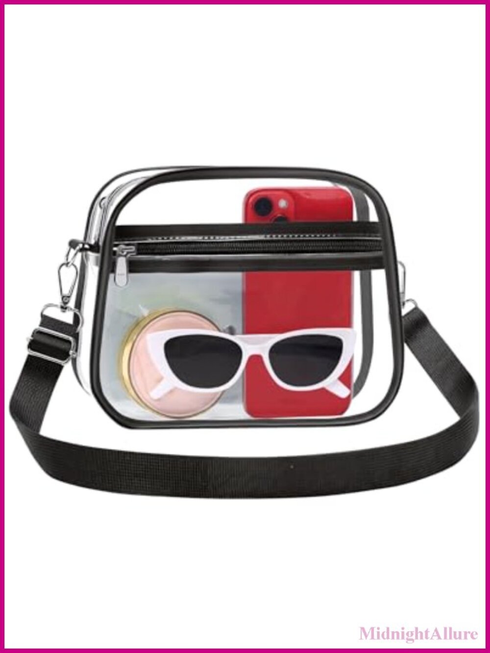Clear Stadium Approved Crossbody Bag PVC Messenger Purse for Concerts